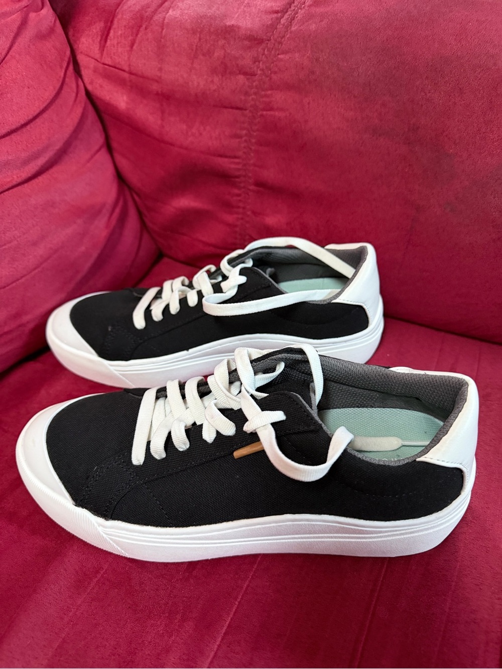 Dr. Scholl's Black and White Platform Lace-Up Sneakers - Picture 3 of 7